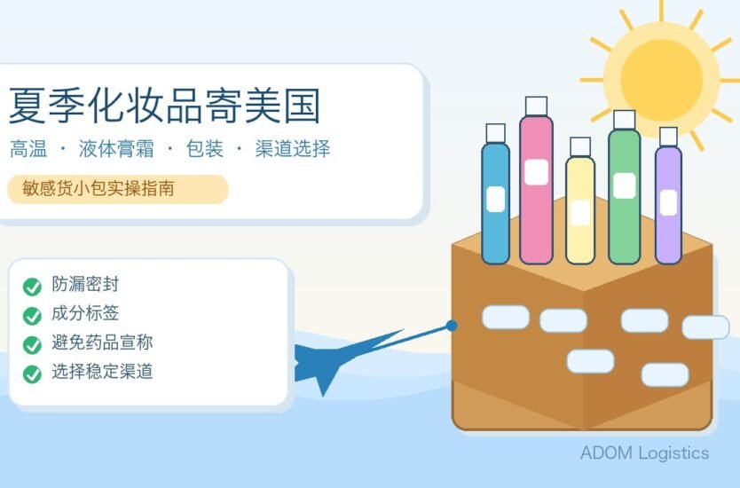 夏季化妆品寄美国包装和敏感货小包物流特色图